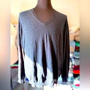 Prada Cotton/Cashmere Men’s Pullover, EU 54. Dark Gray, V-Neck.